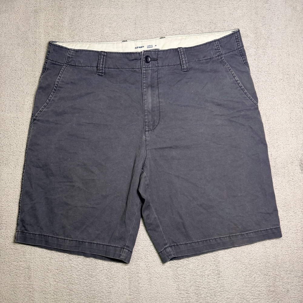 Old Navy Lived In Straight Shorts Men’s 38 Navy Blue Canvas Flat Front